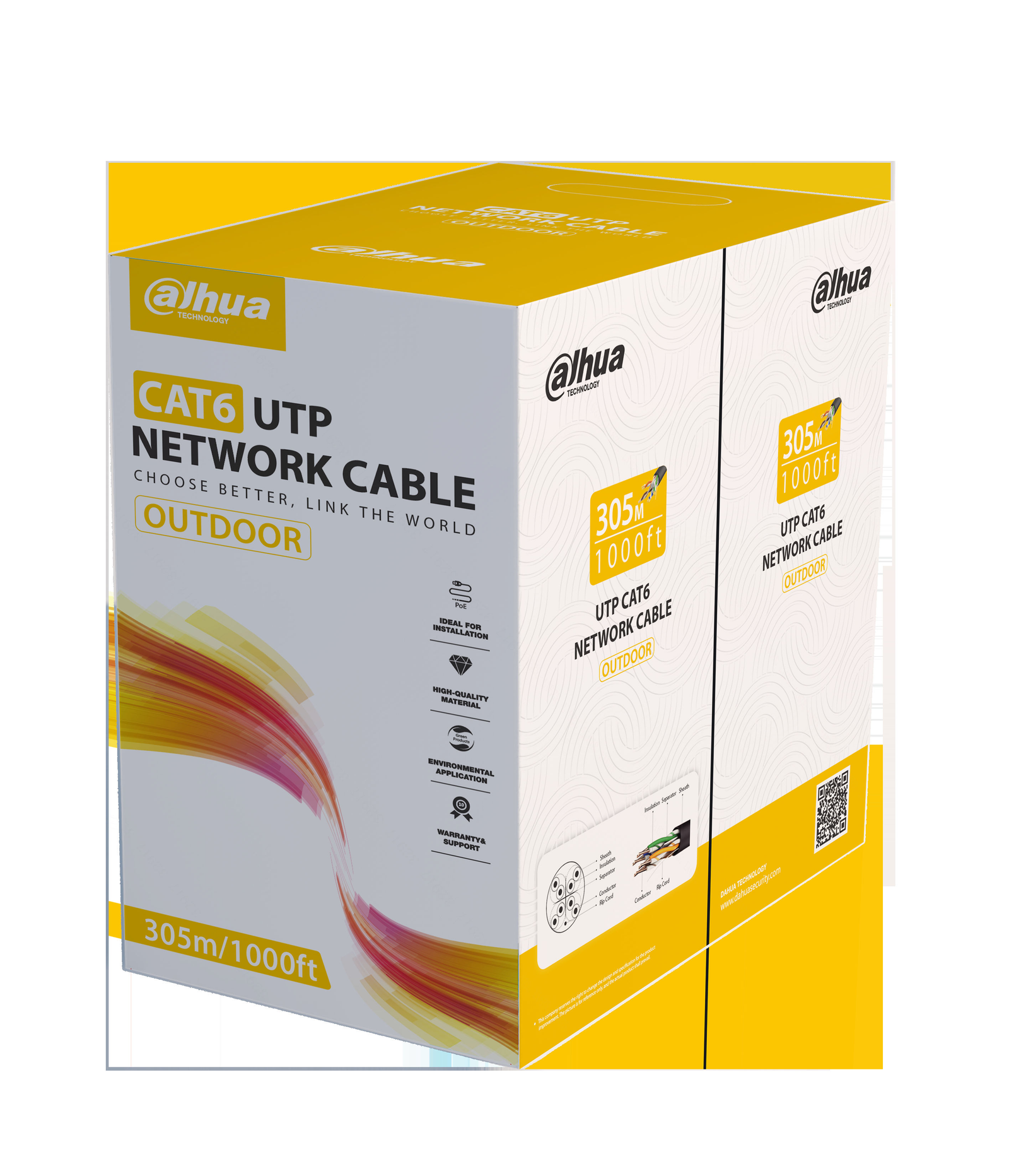 DAHUA CABLE UTP CAT6 100%COBRE EXT NEGRO 305M CARRETE