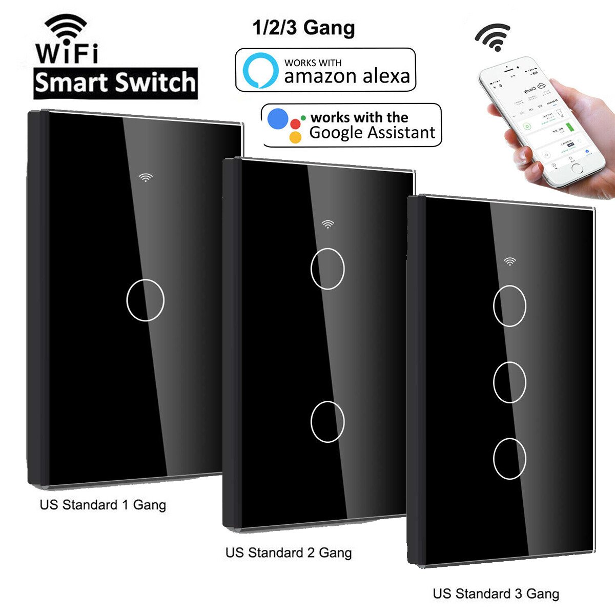 SMART INTERRUPTOR TRIPLE WIFI TUYA NEGRO 86UC
